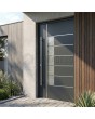 Dunkle anthrazitfarbene, luxuriöse, moderne Aluminium-Haustür mit Glas