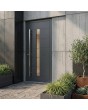 Moderne Hochleistungs-Eingangstür aus Aluminium in Anthrazit mit Glas