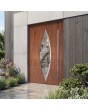 Haustür aus hochfestem Aluminium in Eiche-Gold-Optik mit Glas