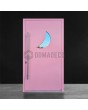 Rosa Aluminium-Haustür mit mondförmigem Glas