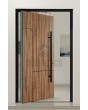 PIVOT WOODLINE 1 - Aluminium-Drehtür mit Walnuss-Hochdrucklaminat