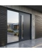 Schöne moderne Haustür aus anthrazitfarbenem Aluminium
