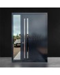 Anthrazitfarbene Aluminium-Haustür in wunderschönem, modernem Design mit Glasfüllung