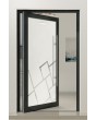 PIVOT Glass S – mattierte Aluminium-Drehtür mit transparentem Motiv