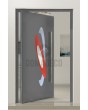 PIVOT INLAY - Aluminium-Drehtür mit bunten Ovalen