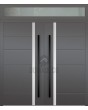 Aluminum LIM Double door with top glass panel
