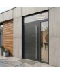 Flügeltür aus Anthrazit-Aluminium mit Glaselement rechts und oben