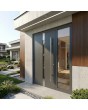 Anthrazitfarbene, moderne Aluminium-Haustür mit rechtsseitiger Glasscheibe