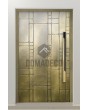 LIM M18 - Aluminium-Drehflügeltür mit Gelbmessing-Struktur aus gefrästem Metall