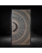 Entry hinged door with bronze texture of milled metal