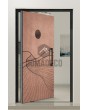 Aluminium pivot door with copper texture of milled metal