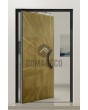 PIVOT M8 – Aluminium-Drehtür mit goldfarbener Struktur aus gefrästem Metall