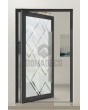 PIVOT Glass S – mattierte Aluminium-Drehtür mit transparentem Motiv