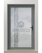 PIVOT Glass S21 – Aluminium-Drehtür mit mattierter Oberfläche und transparentem Motiv