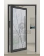 PIVOT Glass S22 – Aluminium-Drehtür mit mattierter Oberfläche und transparentem Motiv
