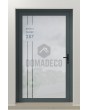 PIVOT Glass S23 – Aluminium-Drehtür mit mattierter Oberfläche und transparenter Hausnummer