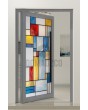 PIVOT SG1 – Außen-Aluminium-Drehtür mit Buntglas