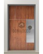 PIVOT V35 – Eingangstür aus Aluminium mit Holzstruktur und Edelstahl-Dekor