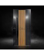 Schwarze Aluminium-Haustür mit vertikalen Lamellen aus Aluminiumprofilen