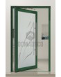 PIVOT Glass S11 - Aluminium-Drehtür, mattiert, mit transparentem Dekor