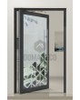 PIVOT Glass S12 – Aluminium-Drehtür mit mattierter Oberfläche und transparentem Dekor