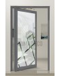 PIVOT Glass S14 - Aluminium mattierte Drehtür mit transparentem Dekor