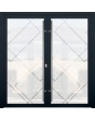 LIM GLASS double S - mattierte Aluminium-Doppeltür mit transparentem Motiv