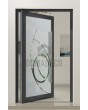 PIVOT Glass S16 - Aluminium-Drehflügeltür mattiert mit transparentem Dekor