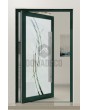 PIVOT Glass S2 - Aluminium mattierte Drehtür mit zwei transparenten Streifen