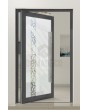 PIVOT Glass S21 – Aluminium-Drehtür mit mattierter Oberfläche und transparentem Motiv