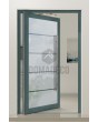 PIVOT Glass S4 - Aluminium mattierte Drehtür mit vier transparenten Streifen