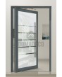 PIVOT Glass S5 - Aluminium mattierte Drehtür mit fünf transparenten Streifen