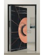 PIVOT Sahara – Aluminium-Drehtür mit Beschichtung aus Sahara Noir-Sinterquarz und Kupferblech