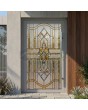 Graue Aluminium-Drehtür mit Buntglas für den Außenbereich