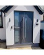 Anthrazitfarbene, stilvolle, moderne Aluminium-Haustür