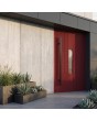 LIM V25 – Moderne Haustür mit geometrischen Fräsungen und Glas