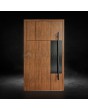 LIM V35 - Aluminium-Haustür mit Holzstruktur und Inox-Dekor