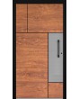 LIM V35 - Aluminium-Haustür mit Holzstruktur und Inox-Dekor
