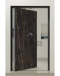 PIVOT V54 - Aluminium-Drehtür mit gesintertem Quarz Noir Desir verkleidet