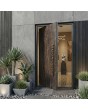 PIVOT V54 - Aluminium-Drehtür mit gesintertem Quarz Noir Desir verkleidet