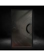 Schwarze Aluminium-Flügeltür mit gefrästem Muster