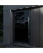 Aluminium-Fronttür mit schwarz lackiertem Lacobel-Glas 