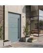 Moderne Haustür aus Aluminium in Taubengrau