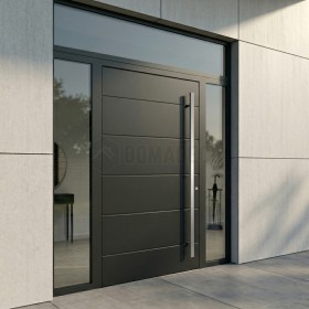 Integra-Haustür in Anthrazit mit Glaselementen links, rechts und oben
