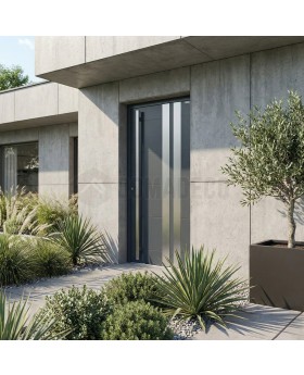 Moderne Haustür aus anthrazitfarbenem Aluminium
