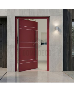rote, hochwertige Aluminium-Drehtür
