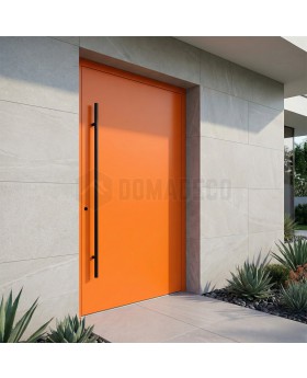 orangefarbene massive Aluminium-Vordertür