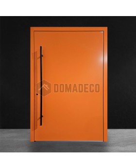 Orangefarbene glatte Aluminium-Drehflügeltür