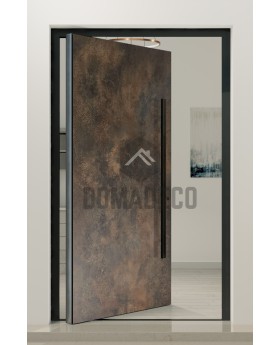 PIVOT Bruno – Aluminium-Drehtür mit Rost-Quarz-Beschichtung