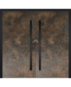 LIM Bruno double - doppelte Aluminium-Haustür mit rostigem Sinterquarz verkleidet